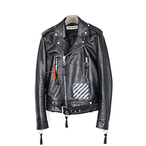 オフホワイトBRUSH DIAGONAL LEATHER JACKET